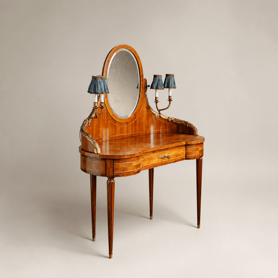 French Louis XVI Style Marquetry Dressing Table with Ormolu Lights, Belle Époque - La Maison London