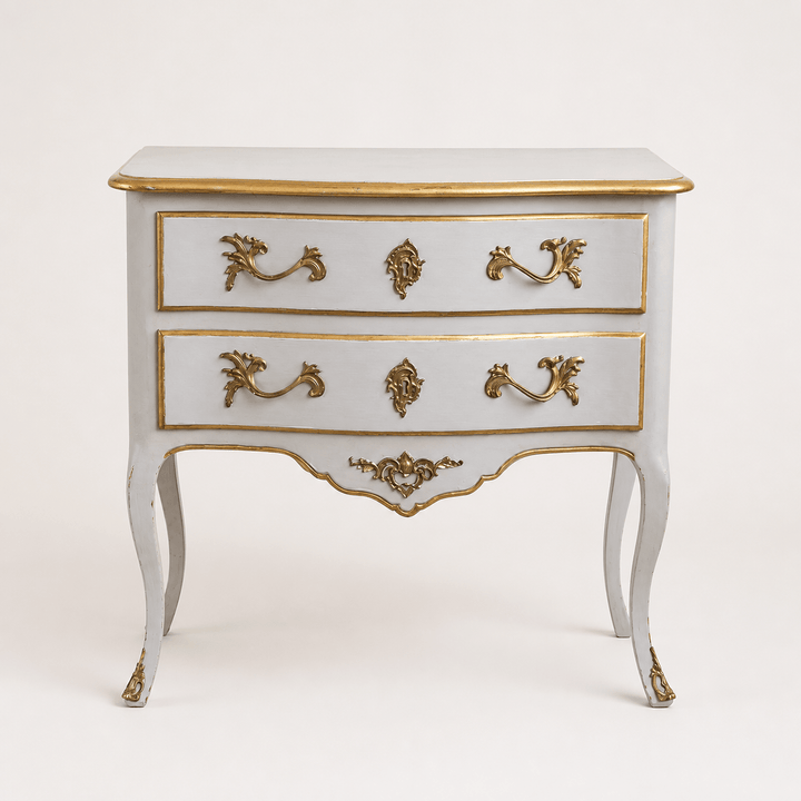 Gilt Wood & Painted Louis XV Style Bedside Tables/Chest of Drawers - La Maison London