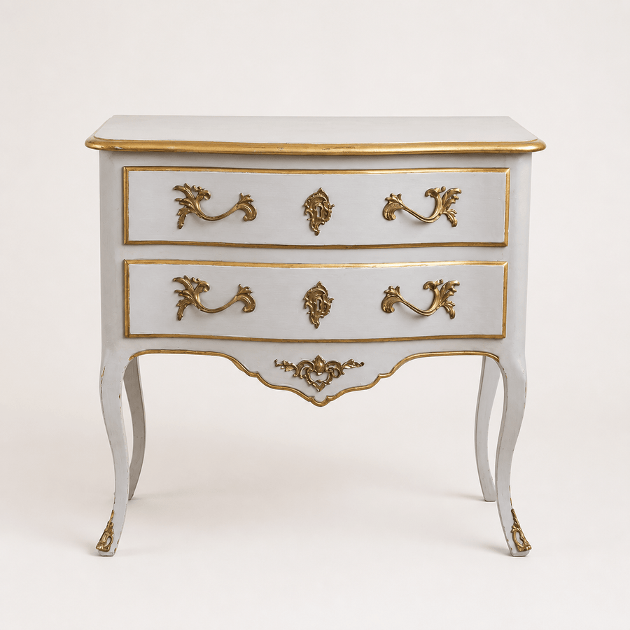 Gilt Wood & Painted Louis XV Style Bedside Tables/Chest of Drawers - La Maison London