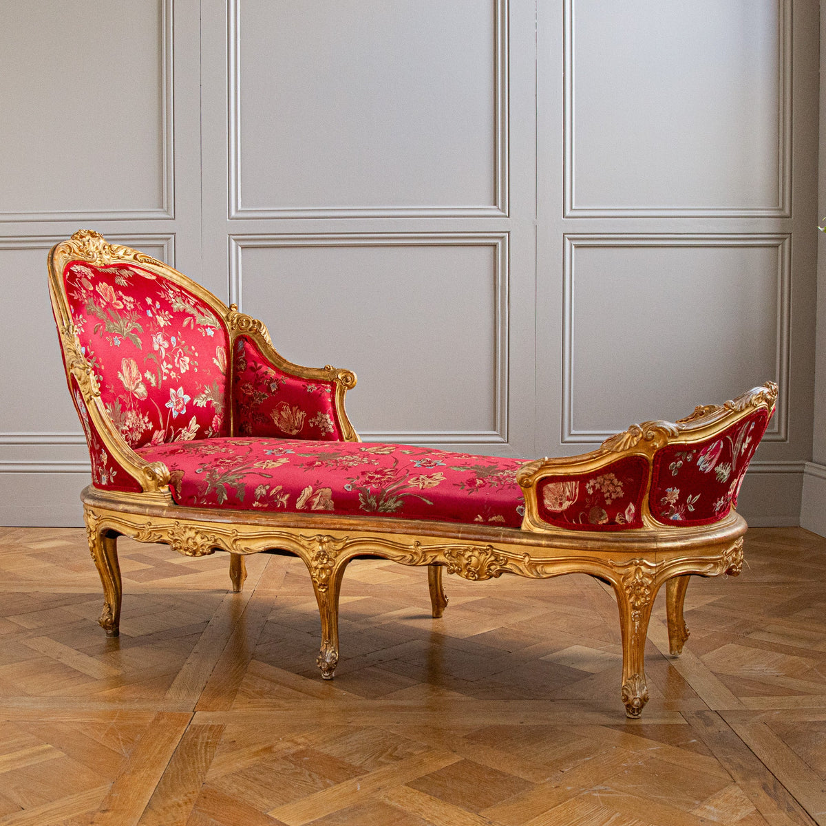 Italian Giltwood LXV Style Chaise Longue, Circa Early 1900's - La Maison London