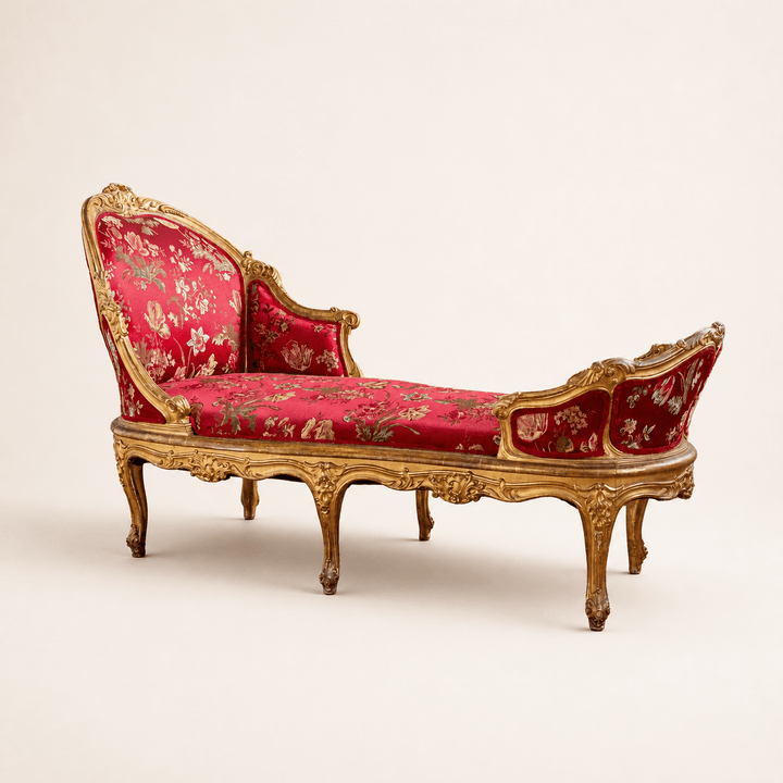 Italian Giltwood LXV Style Chaise Longue, Circa Late 1800's - La Maison London