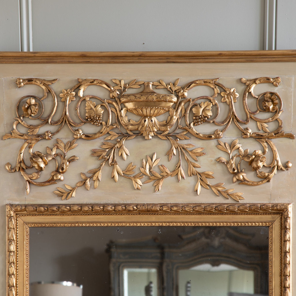 Large French 19th Century Louis XVI Style Gilt Wood Trumeau Mirror - La Maison London