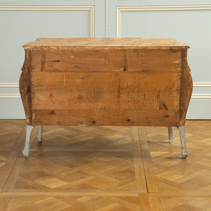 Late 19th C. Venetian Chest Painted in Chinoiserie Style of Blue & Yellow Ochres - La Maison London