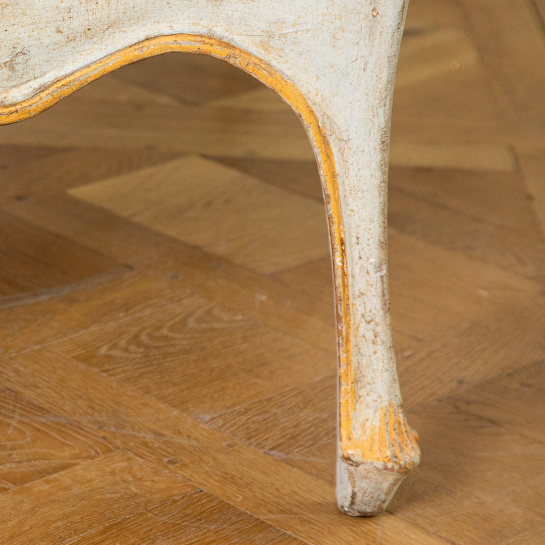 Late 19th C. Venetian Chest Painted in Chinoiserie Style of Blue & Yellow Ochres - La Maison London