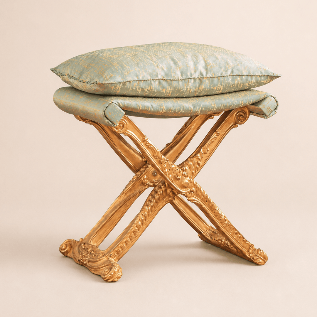 Louis XIV Style Giltwood Folding Stool Made by La Maison London - La Maison London