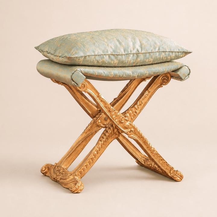 Louis XIV Style Giltwood Folding Stool Made by La Maison London - La Maison London