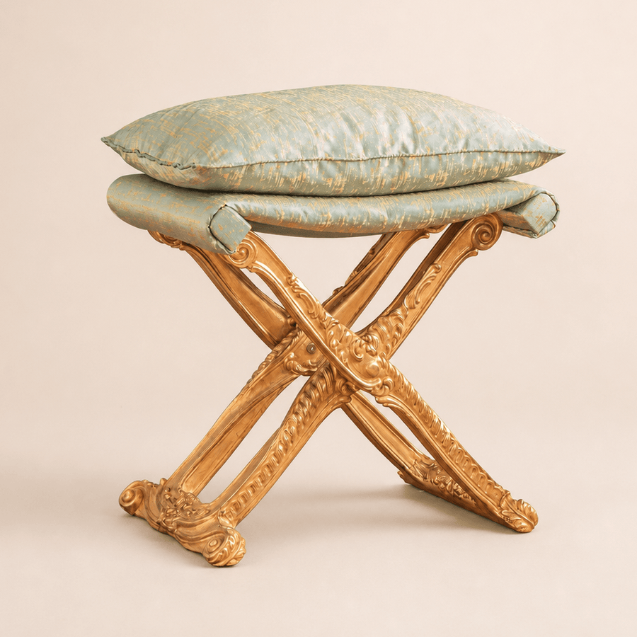 Louis XIV Style Giltwood Folding Stool Made by La Maison London - La Maison London