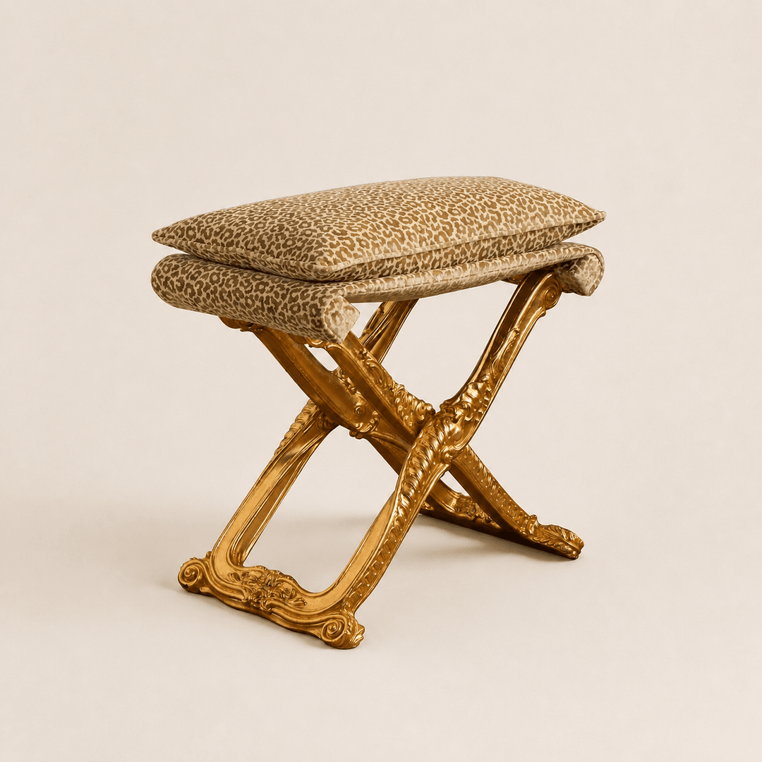 Louis XIV Style Giltwood Folding Stool Made by La Maison London - La Maison London