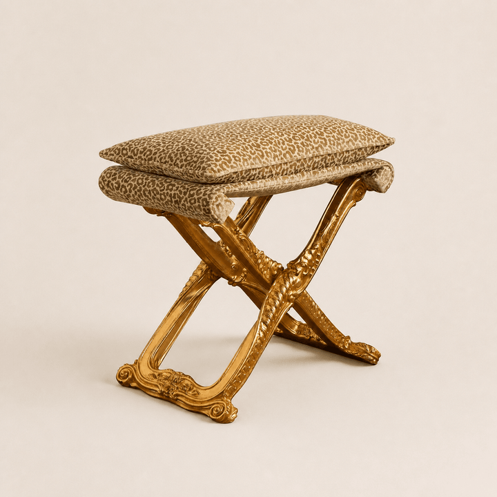 Louis XIV Style Giltwood Folding Stool Made by La Maison London - La Maison London