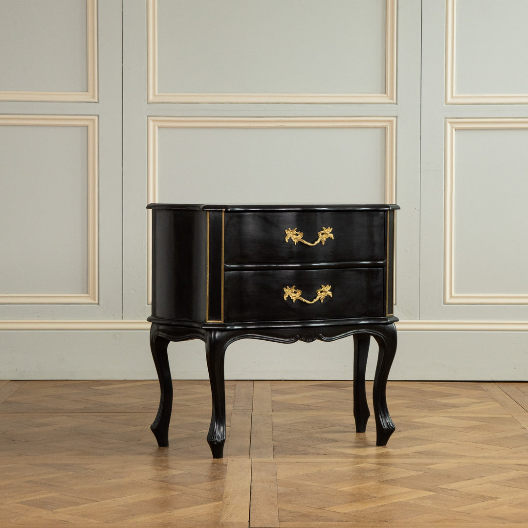 Louis XV Style Black Lacquer Chest of Drawers - La Maison London