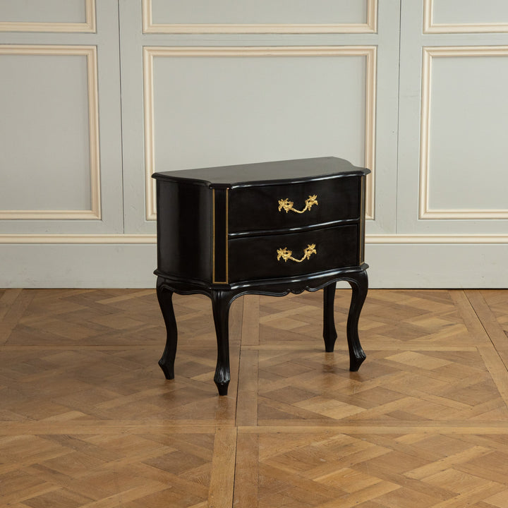 Louis XV Style Black Lacquer Chest of Drawers - La Maison London