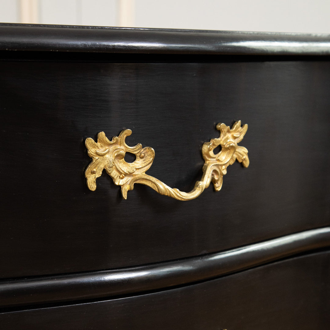 Louis XV Style Black Lacquer Chest of Drawers - La Maison London