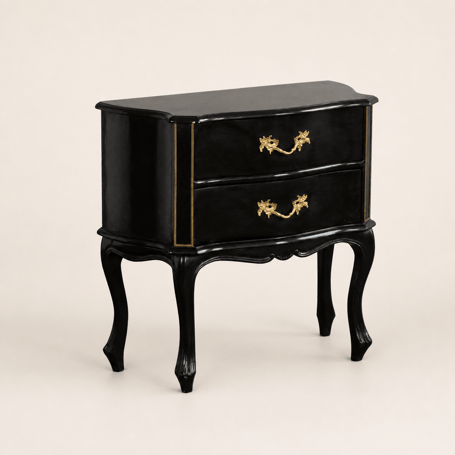 Louis XV Style Black Lacquer Chest of Drawers - La Maison London