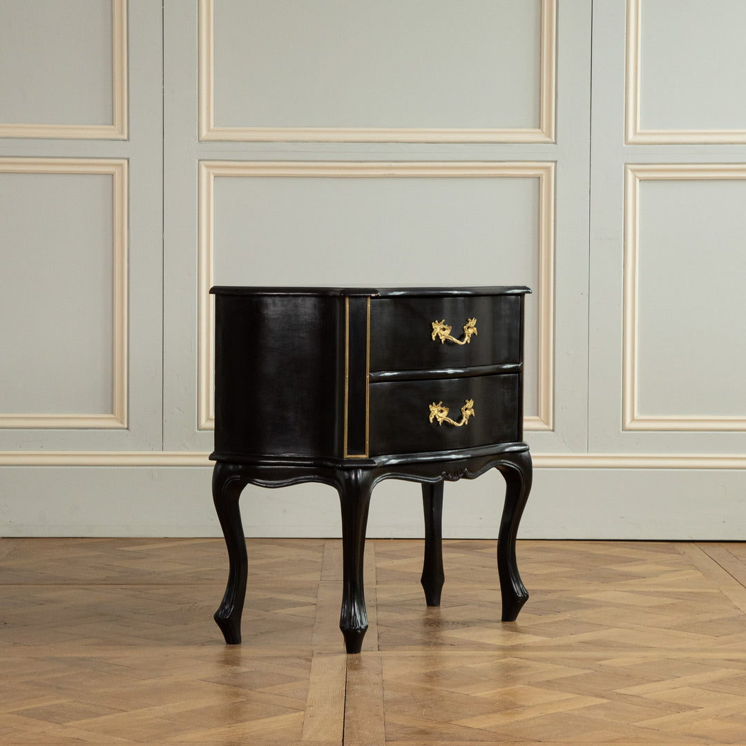 Louis XV Style Black Lacquer Chest of Drawers - La Maison London