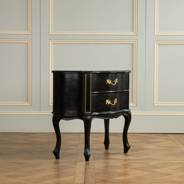 Louis XV Style Black Lacquer Chest of Drawers - La Maison London