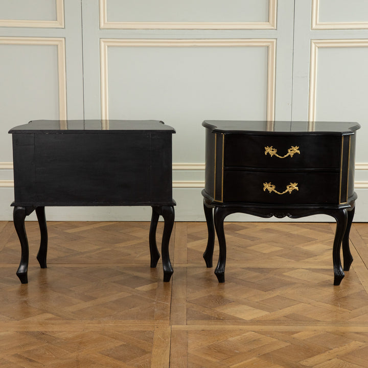 Louis XV Style Black Lacquer Chest of Drawers - La Maison London
