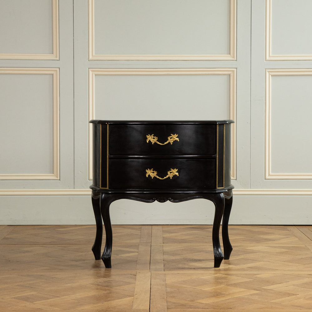 Louis XV Style Black Lacquer Chest of Drawers - La Maison London
