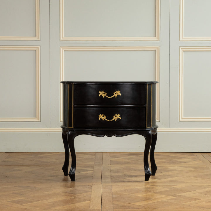 Louis XV Style Black Lacquer Chest of Drawers - La Maison London