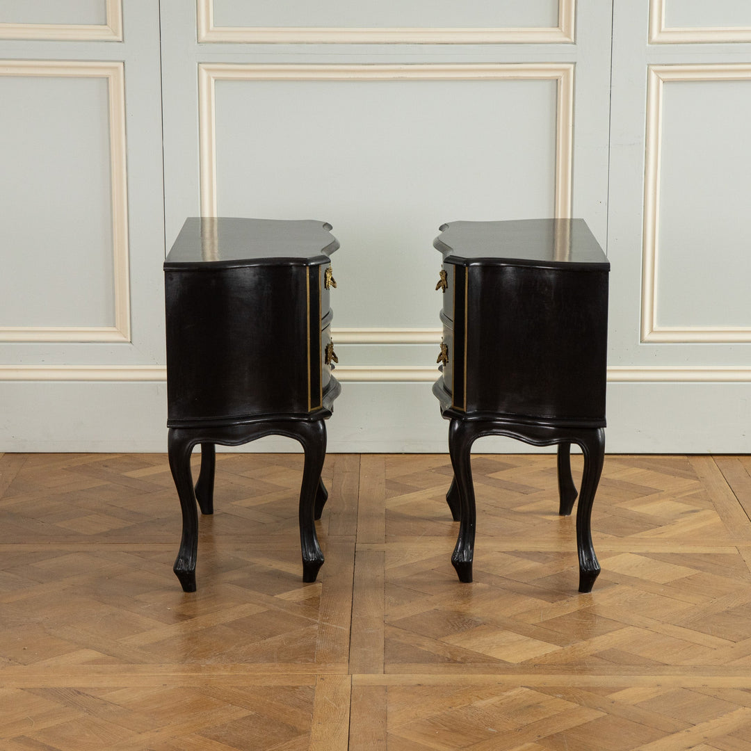 Louis XV Style Black Lacquer Chest of Drawers - La Maison London