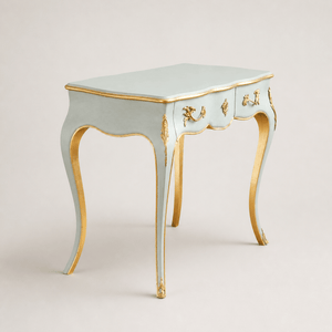 Louis XV Style Writing Desk with Serpentine Legs Painted with Gold Highlights