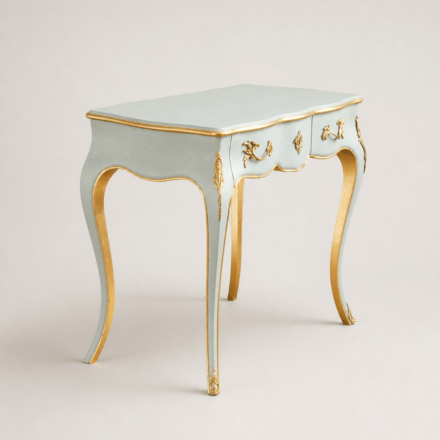 Louis XV Style Writing Desk with Serpentine Legs Painted with Gold Highlights - La Maison London