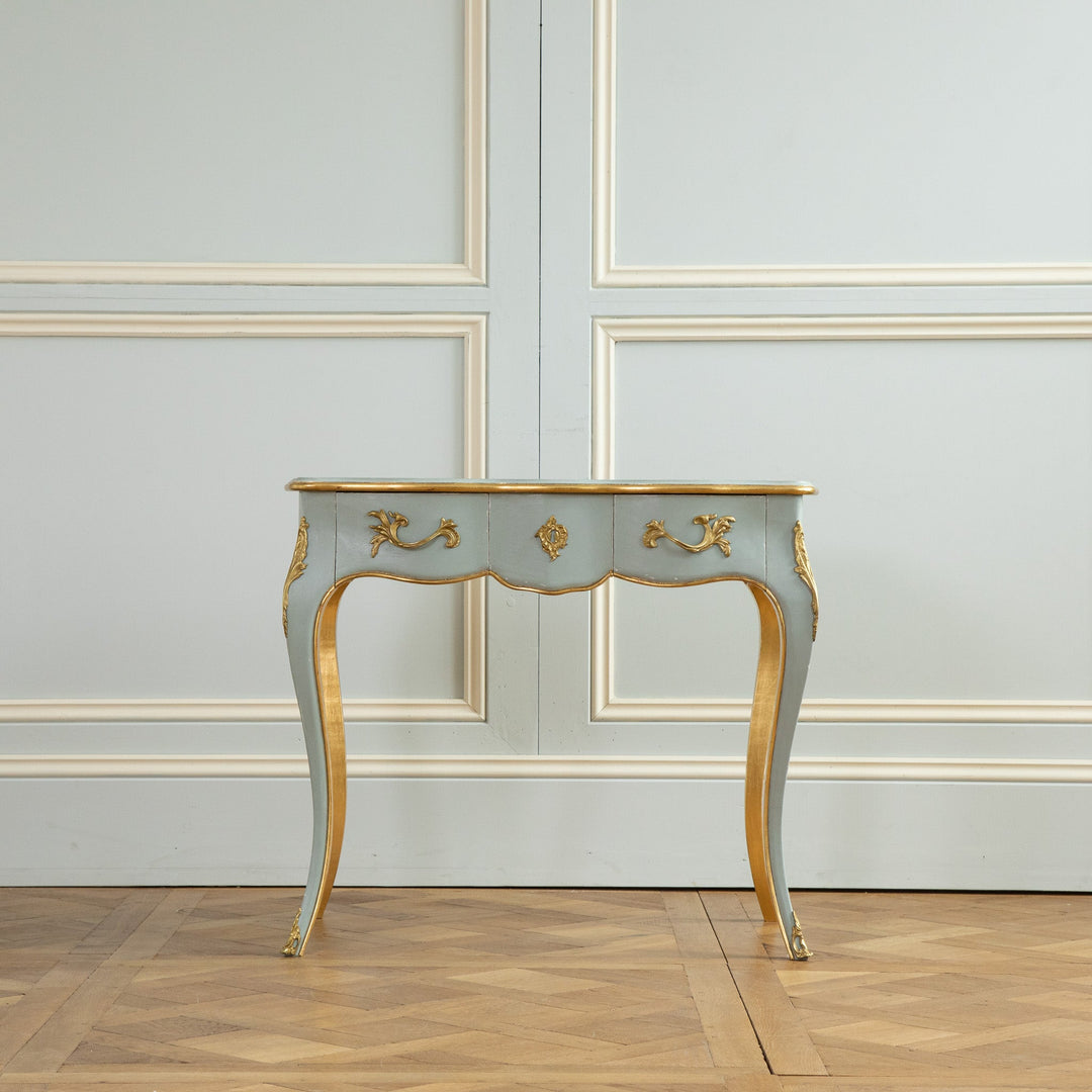 Louis XV Style Writing Desk with Serpentine Legs Painted with Gold Highlights - La Maison London