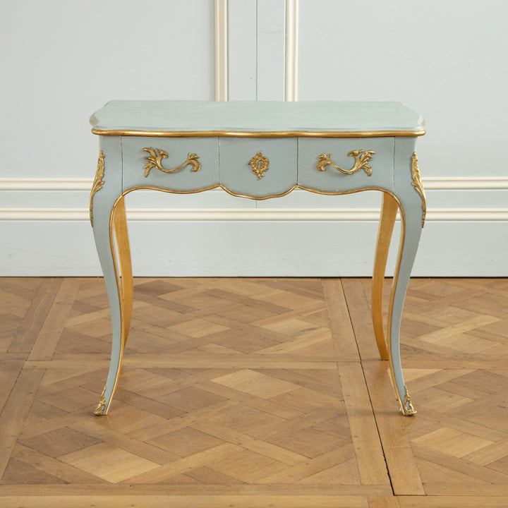 Louis XV Style Writing Desk with Serpentine Legs Painted with Gold Highlights - La Maison London