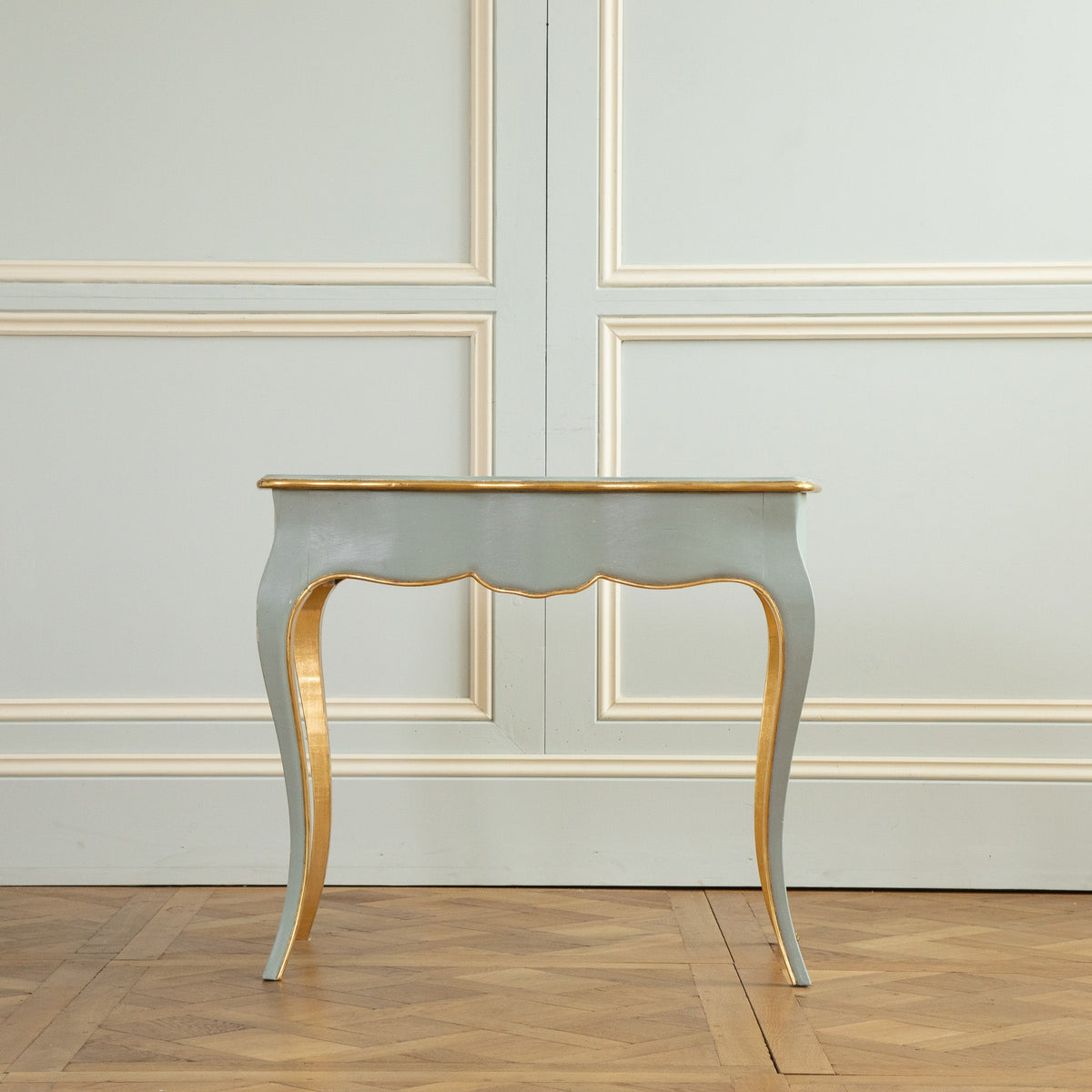 Louis XV Style Writing Desk with Serpentine Legs Painted with Gold Highlights - La Maison London