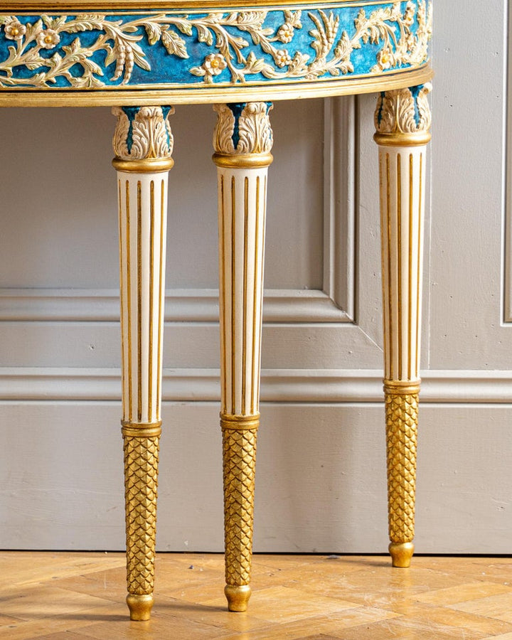 Louis XVI parcel-gilt polychrome demi-lune console table – view 10