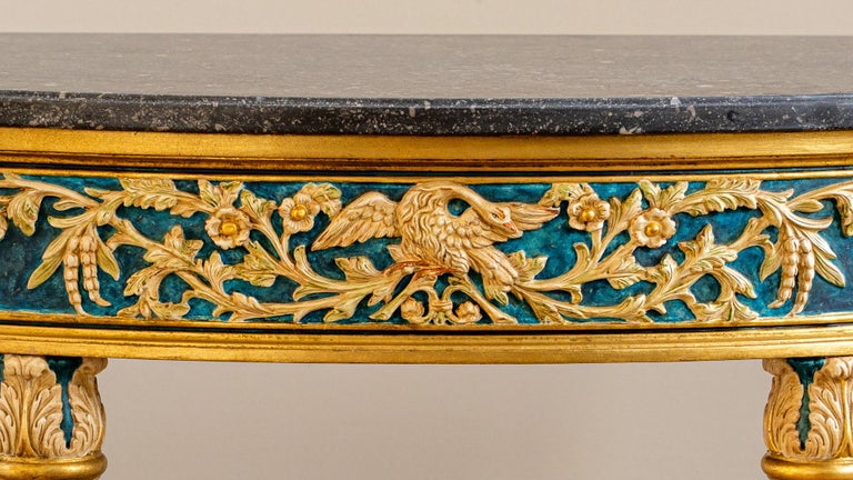 Louis XVI parcel-gilt polychrome demi-lune console table – view 12
