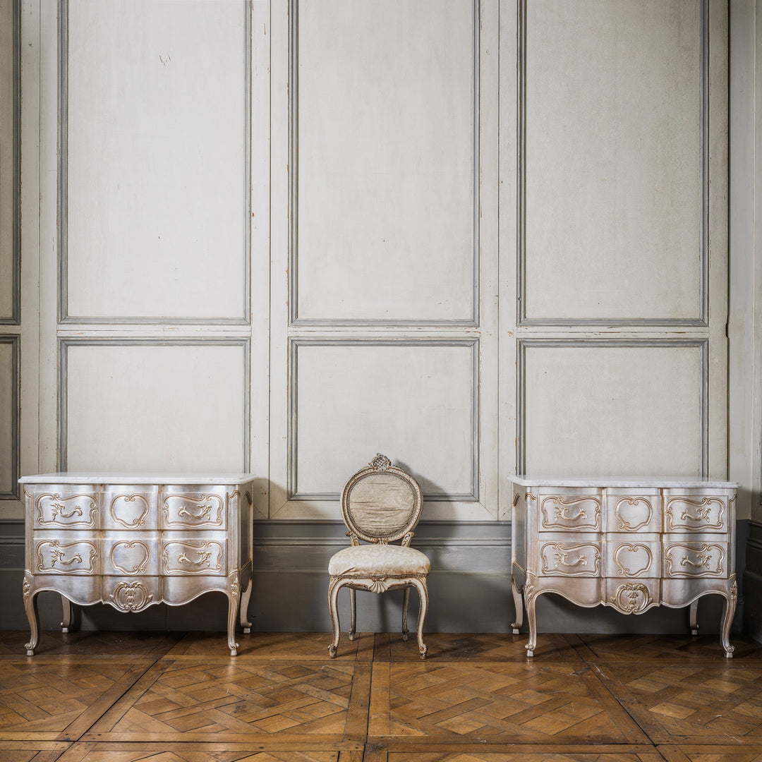 LXV Style Chest of Drawers in Hand Gilded Silver Finish - La Maison London