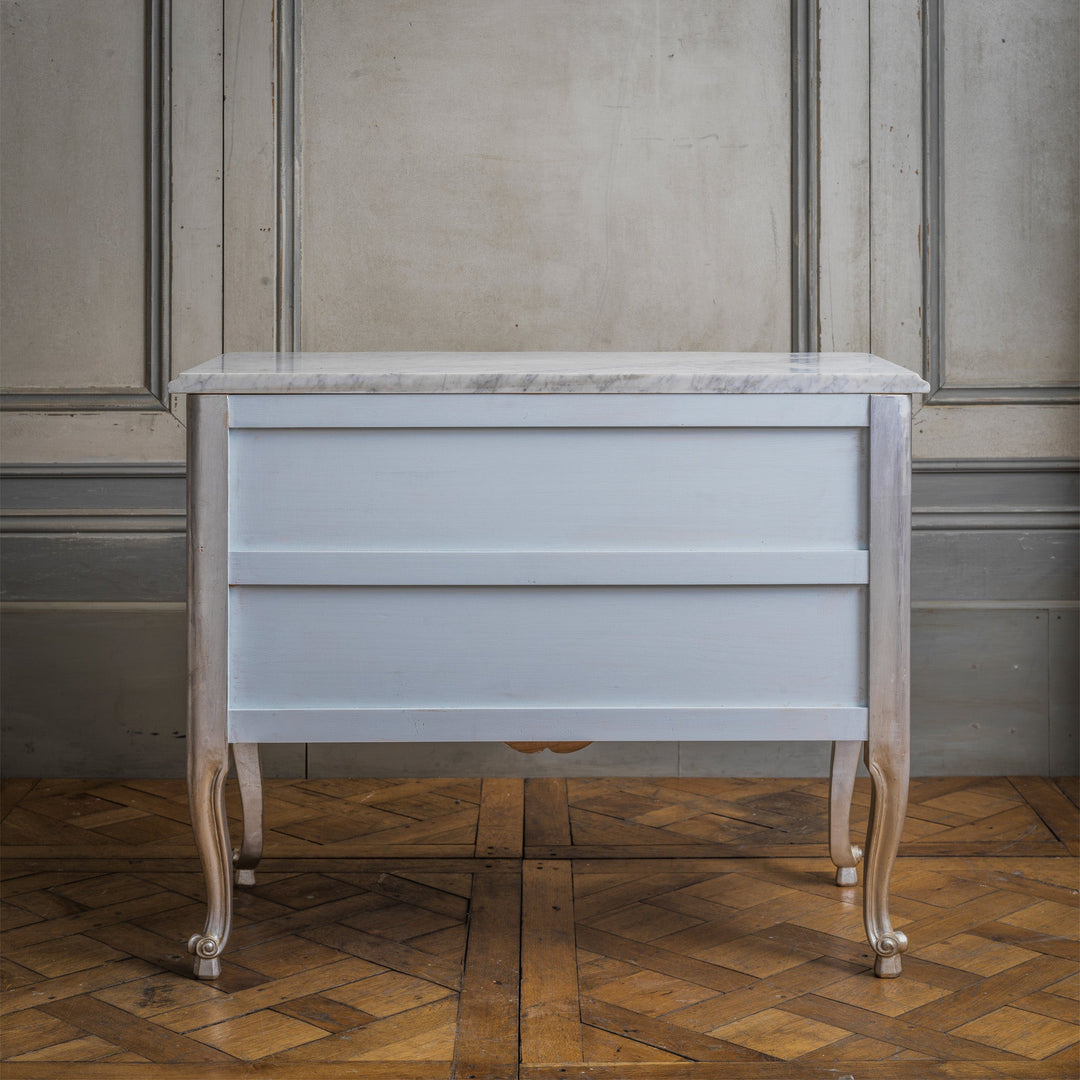 LXV Style Chest of Drawers in Hand Gilded Silver Finish - La Maison London