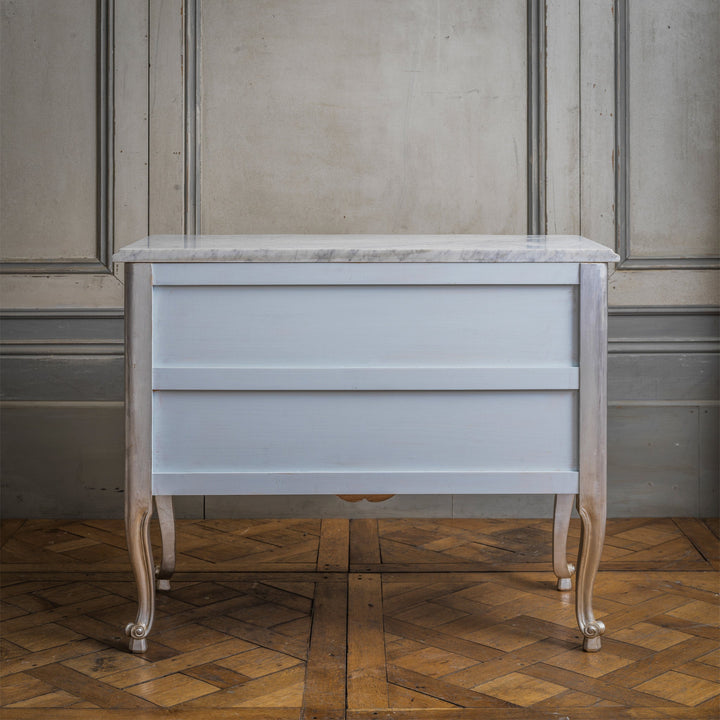 LXV Style Chest of Drawers in Hand Gilded Silver Finish - La Maison London