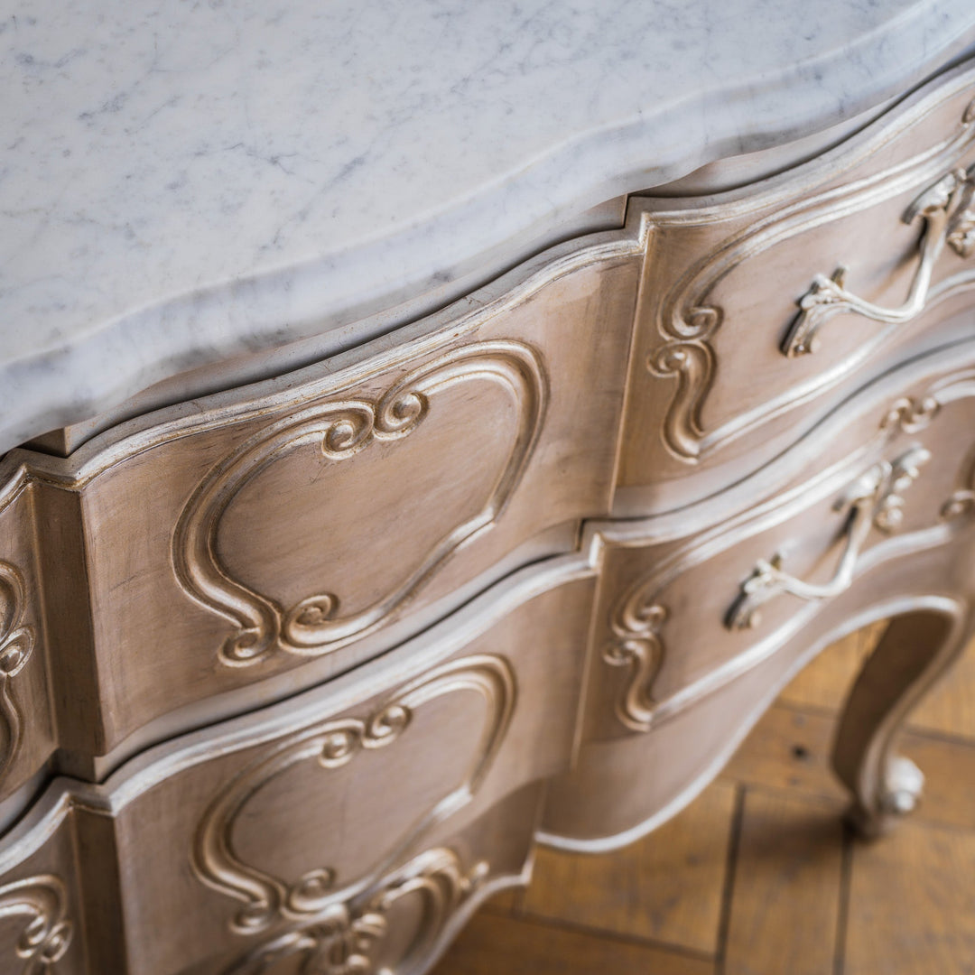 LXV Style Chest of Drawers in Hand Gilded Silver Finish - La Maison London