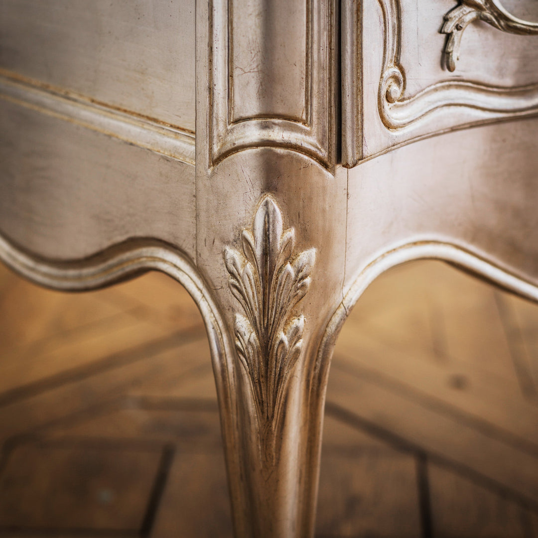 LXV Style Chest of Drawers in Hand Gilded Silver Finish - La Maison London