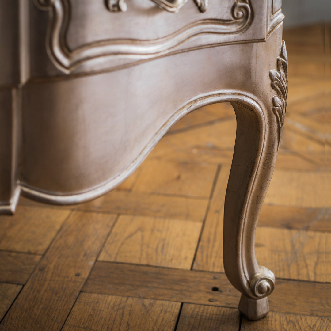 LXV Style Chest of Drawers in Hand Gilded Silver Finish - La Maison London