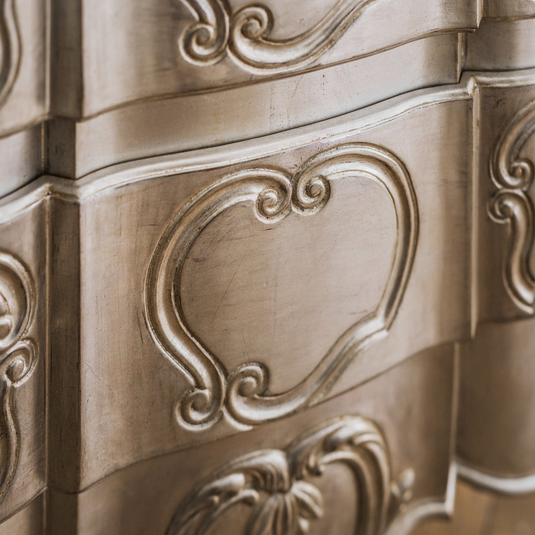 LXV Style Chest of Drawers in Hand Gilded Silver Finish - La Maison London