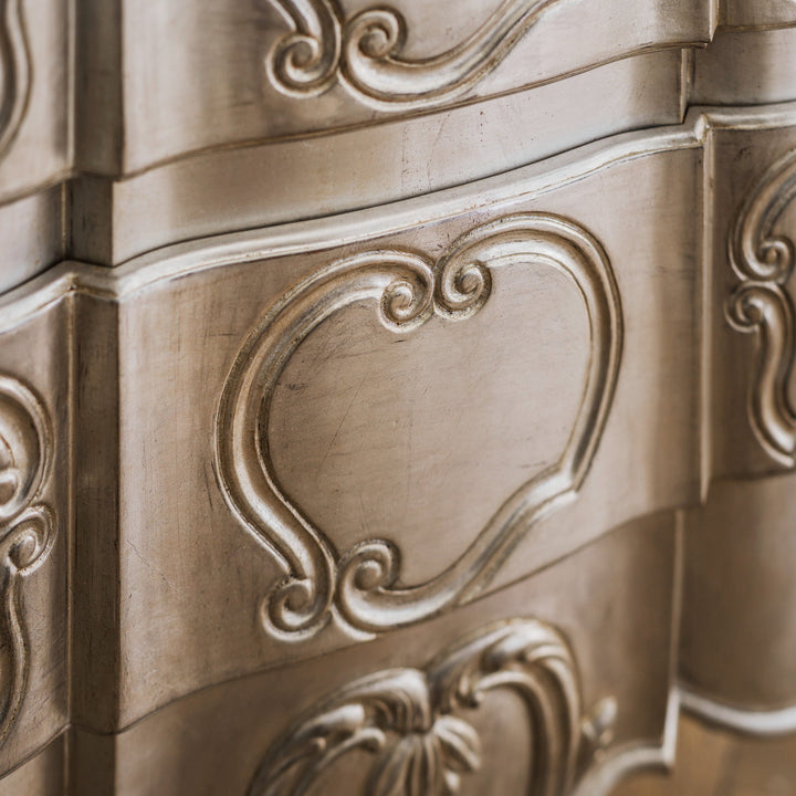LXV Style Chest of Drawers in Hand Gilded Silver Finish - La Maison London