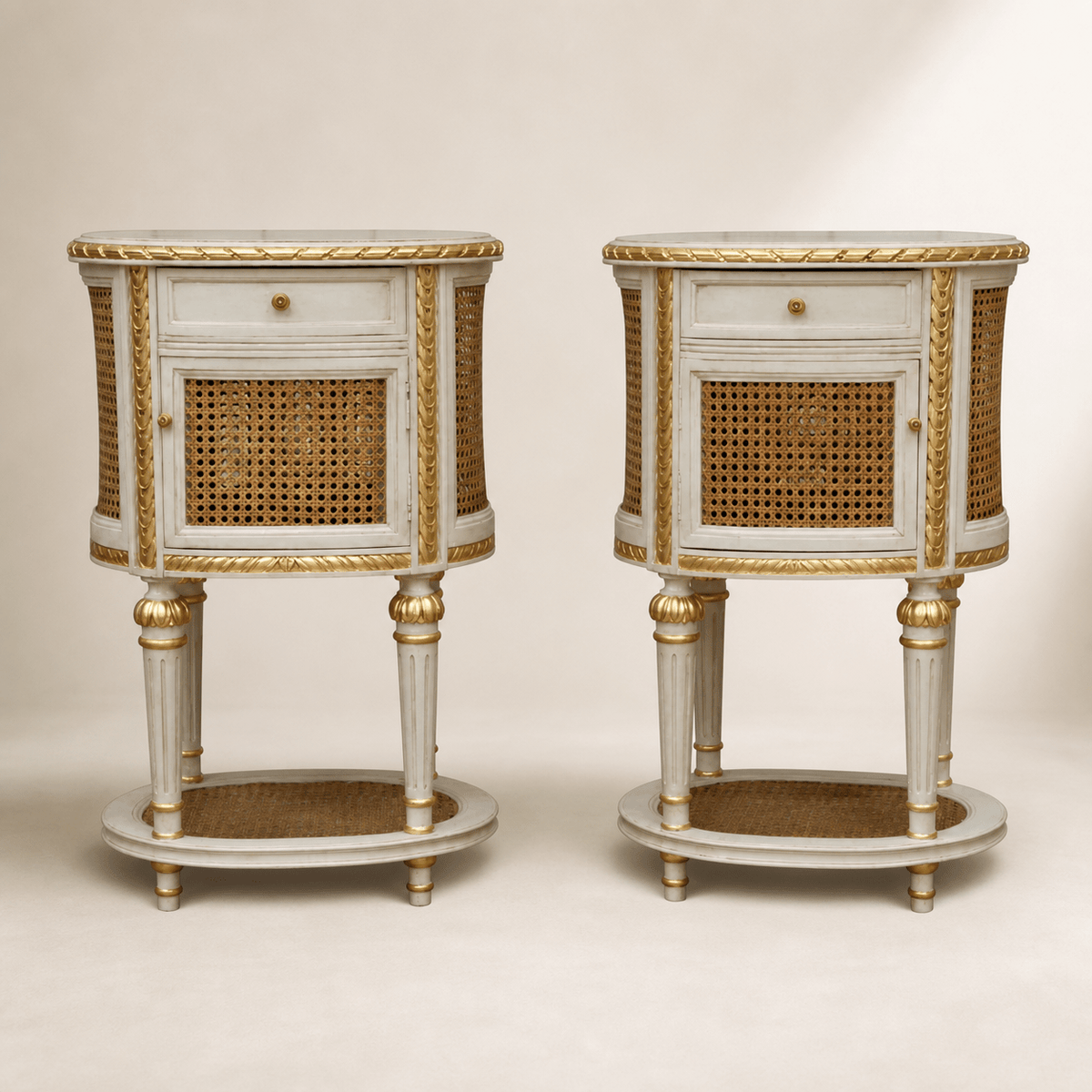 LXV style Hand Carved Bedside Tables - La Maison London