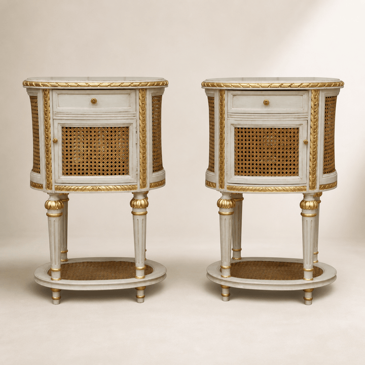 LXV style Hand Carved Bedside Tables - La Maison London