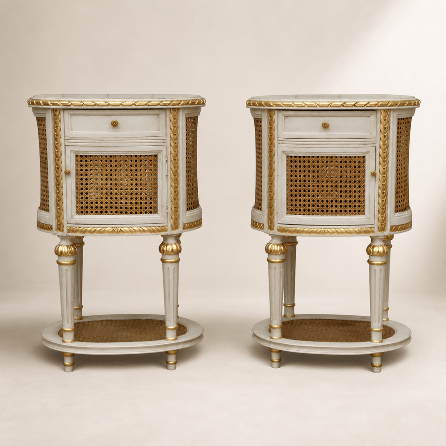 LXV style Hand Carved Bedside Tables - La Maison London
