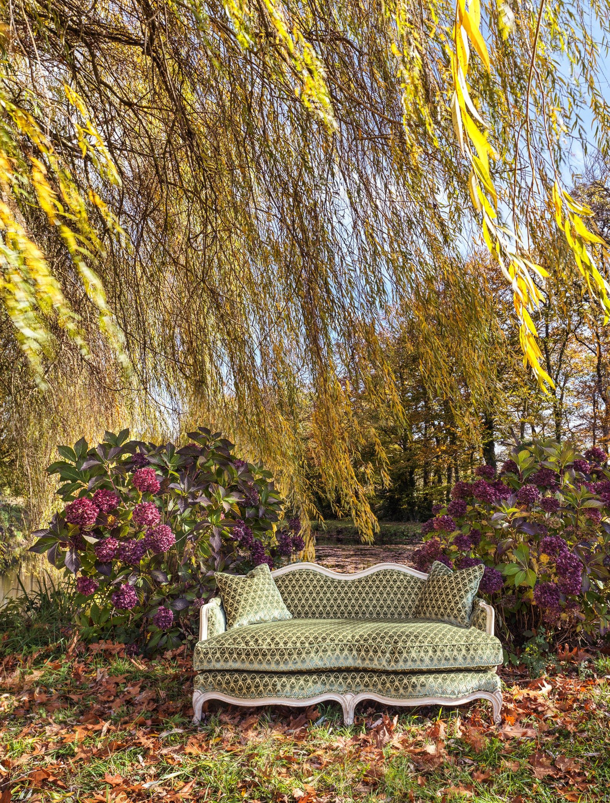Modern French Louis XV Style Hand-Carved Painted Sofa - La Maison London