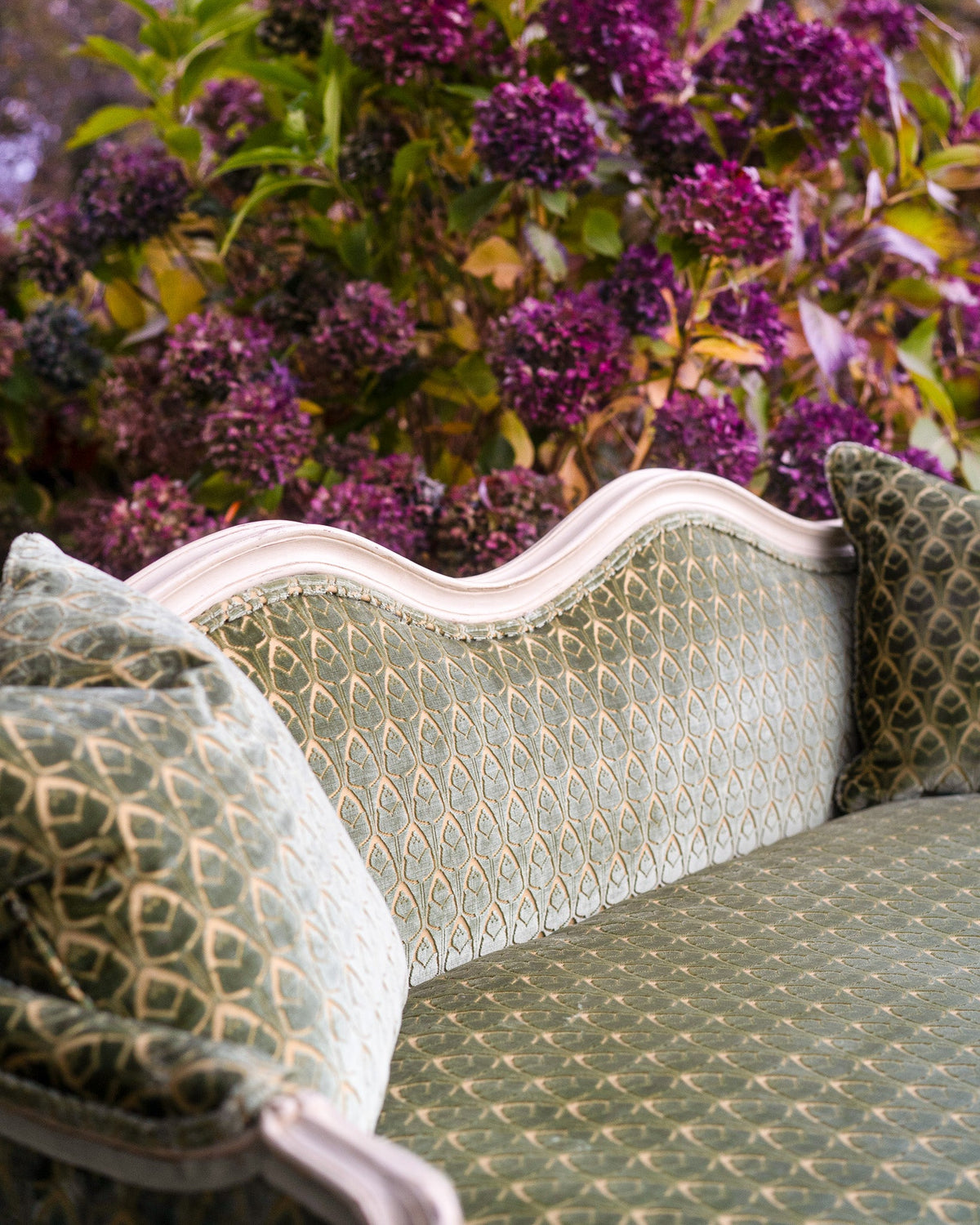 Modern French Louis XV Style Hand-Carved Painted Sofa - La Maison London