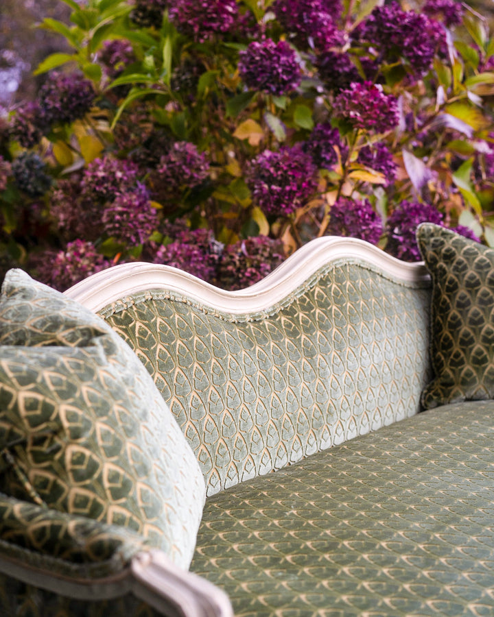 Modern French Louis XV Style Hand-Carved Painted Sofa - La Maison London