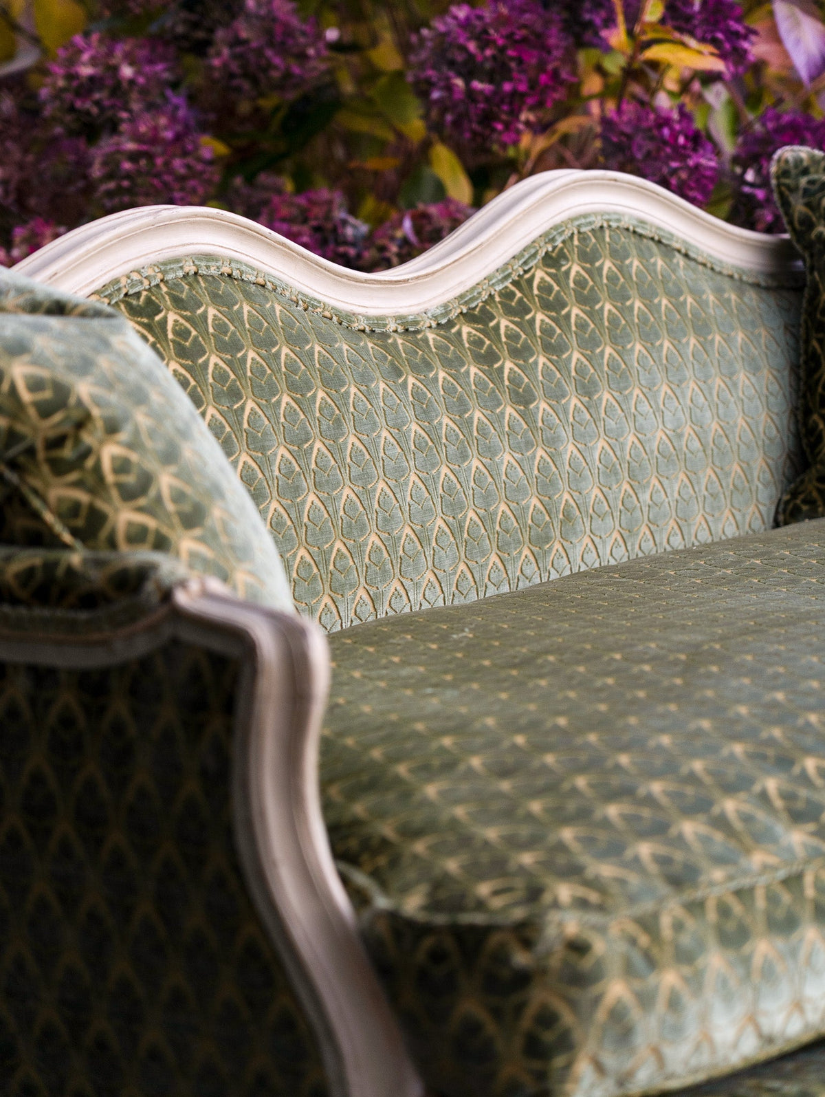 Modern French Louis XV Style Hand-Carved Painted Sofa - La Maison London