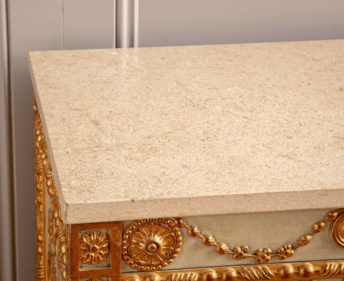 Neoclassical Style Chest Of Drawers With 23.75ct Gold Leaf Gilded Highlights - La Maison London