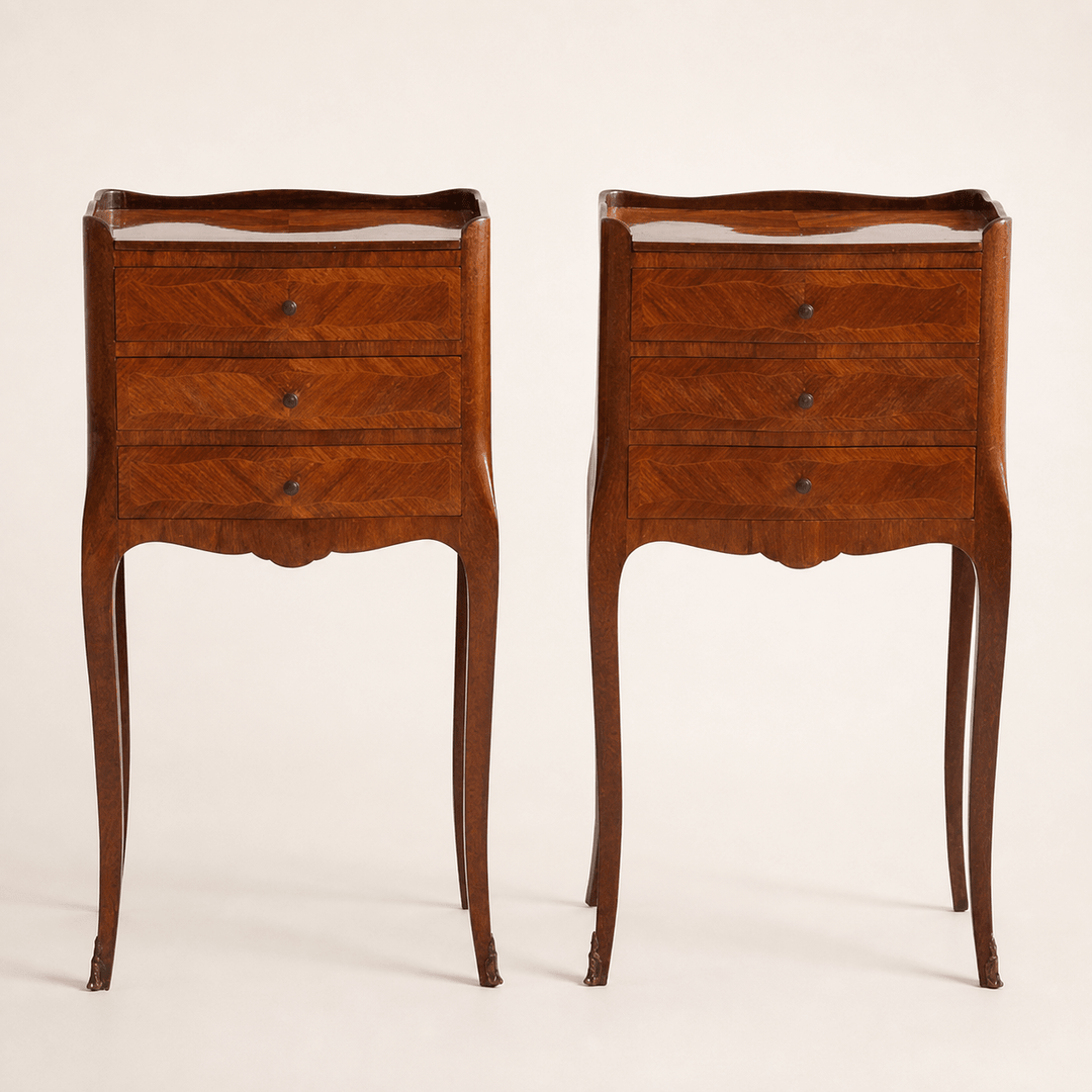 Pair of Marquetry Bedside Tables - La Maison London