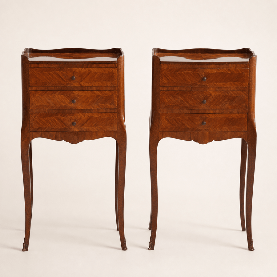 Pair of Marquetry Bedside Tables - La Maison London