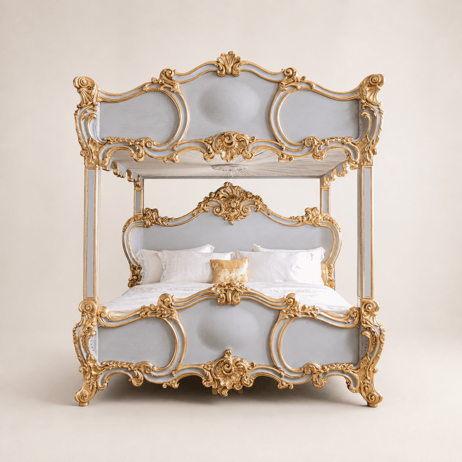Rococo Style Hand Carved 4 Poster & Bunk Bed In 'Midnight' finish - La Maison London