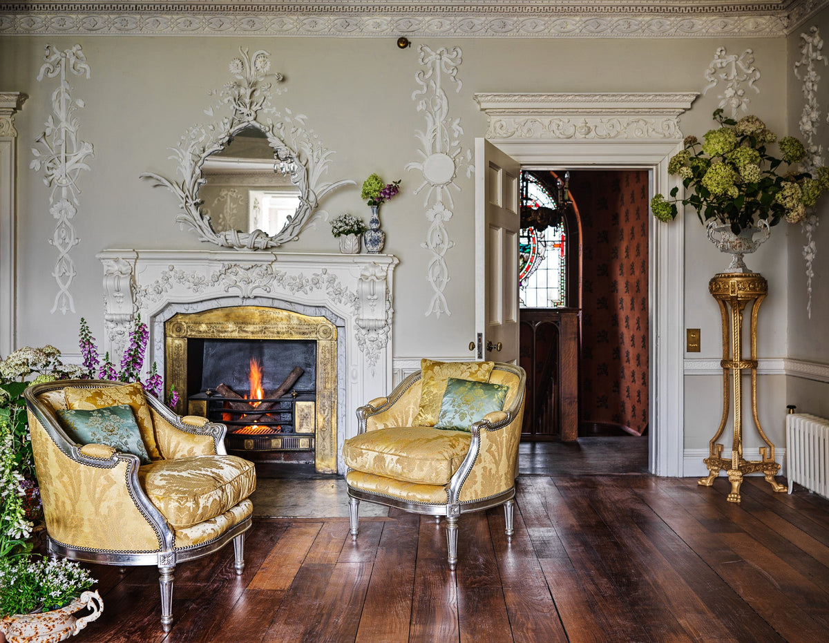 Silver Gilt Wood Hollywood Regency Style Marquise Armchair - La Maison London